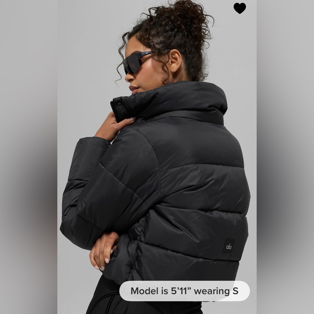 ALO Yoga NWT Gold Rush Puffer Jacket Full Zip, zipper pocket, very warm Black L - Picture 4 of 14